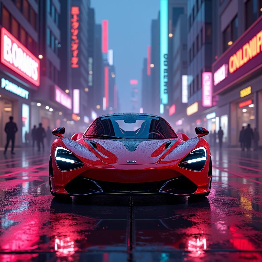 McLaren P1 in a Neon Cyberpunk Cityscape