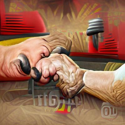 Stalin and Hitler Arm Wrestling: Digital Illustration