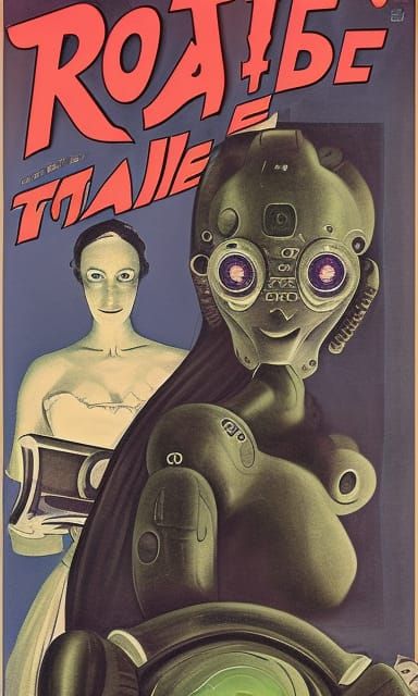 Robot in Vintage Pulp Magazine Cover Style