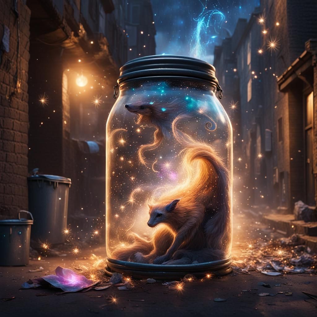 Magical Creature Emerges from Jar in Alley