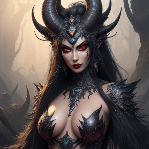 Surreal Digital Art of a Seductive Hell-creature Goddess