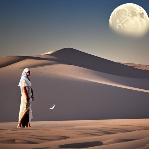 Arab Princess with White Horse and Palace