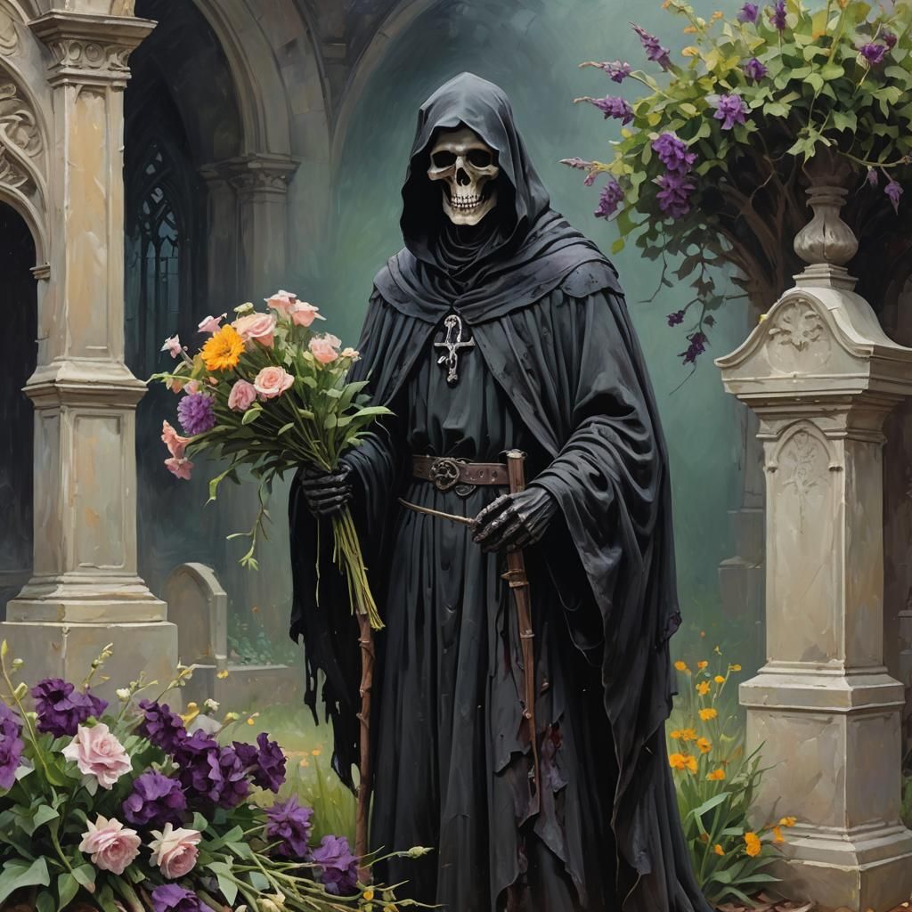 Grim Reaper with Flowers: Gothic Romanticism