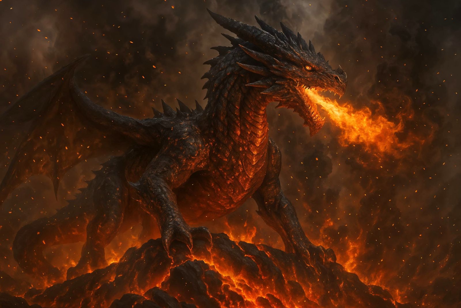 Fire Dragon on Burning Mountain