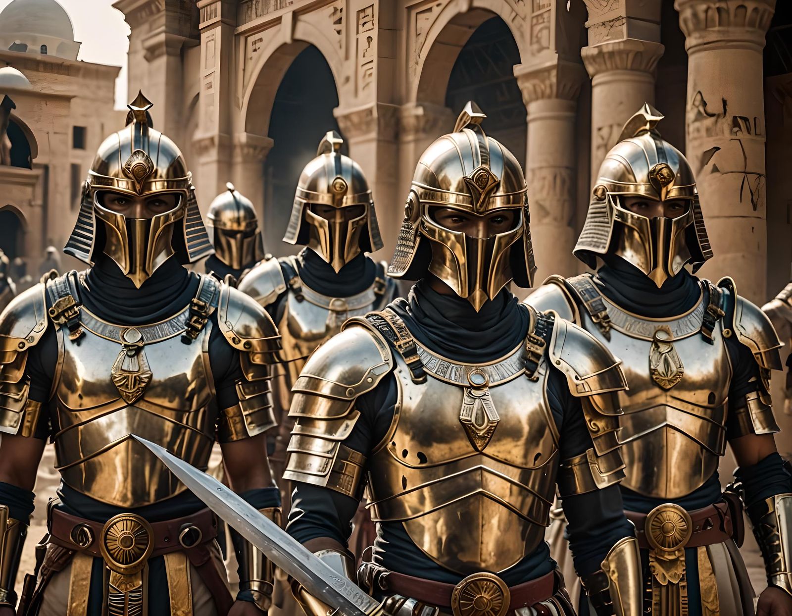 Egyptian Warriors in Sci-Fi Landscape Portrait