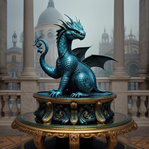 Baroque Baby Dragon in Iridescent Splendor