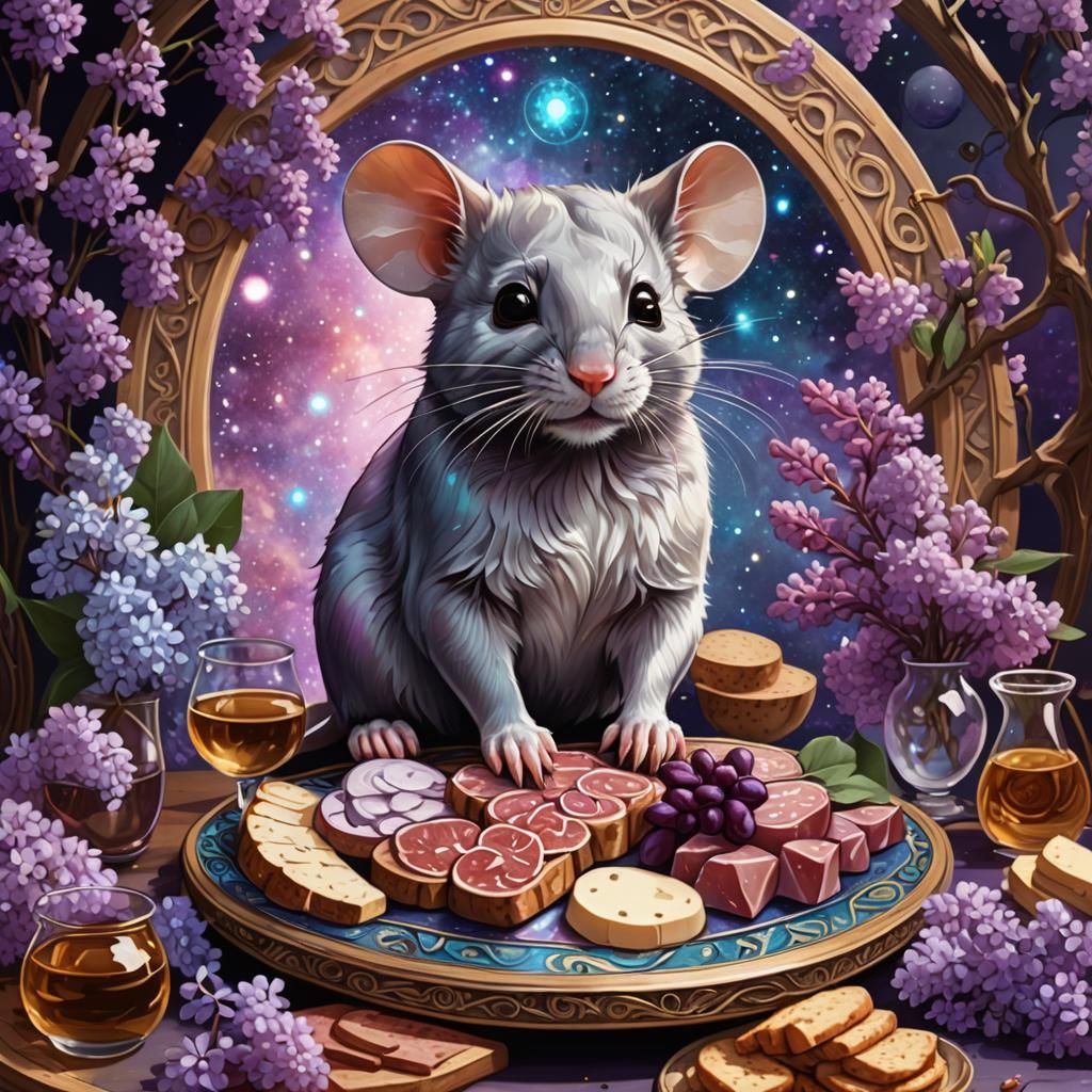 Art Nouveau Mouse with Charcuterie Board