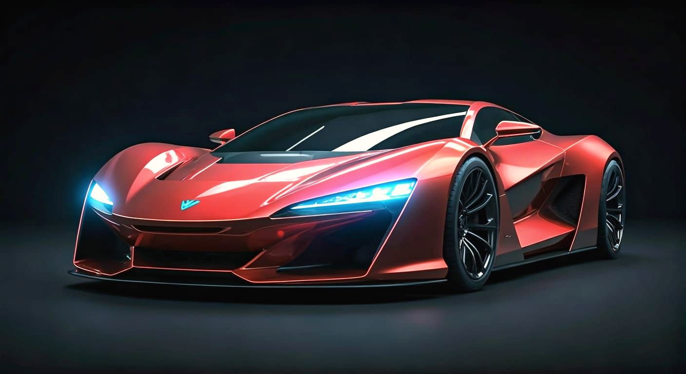 High Tech Concept Car with Emblem in 8K