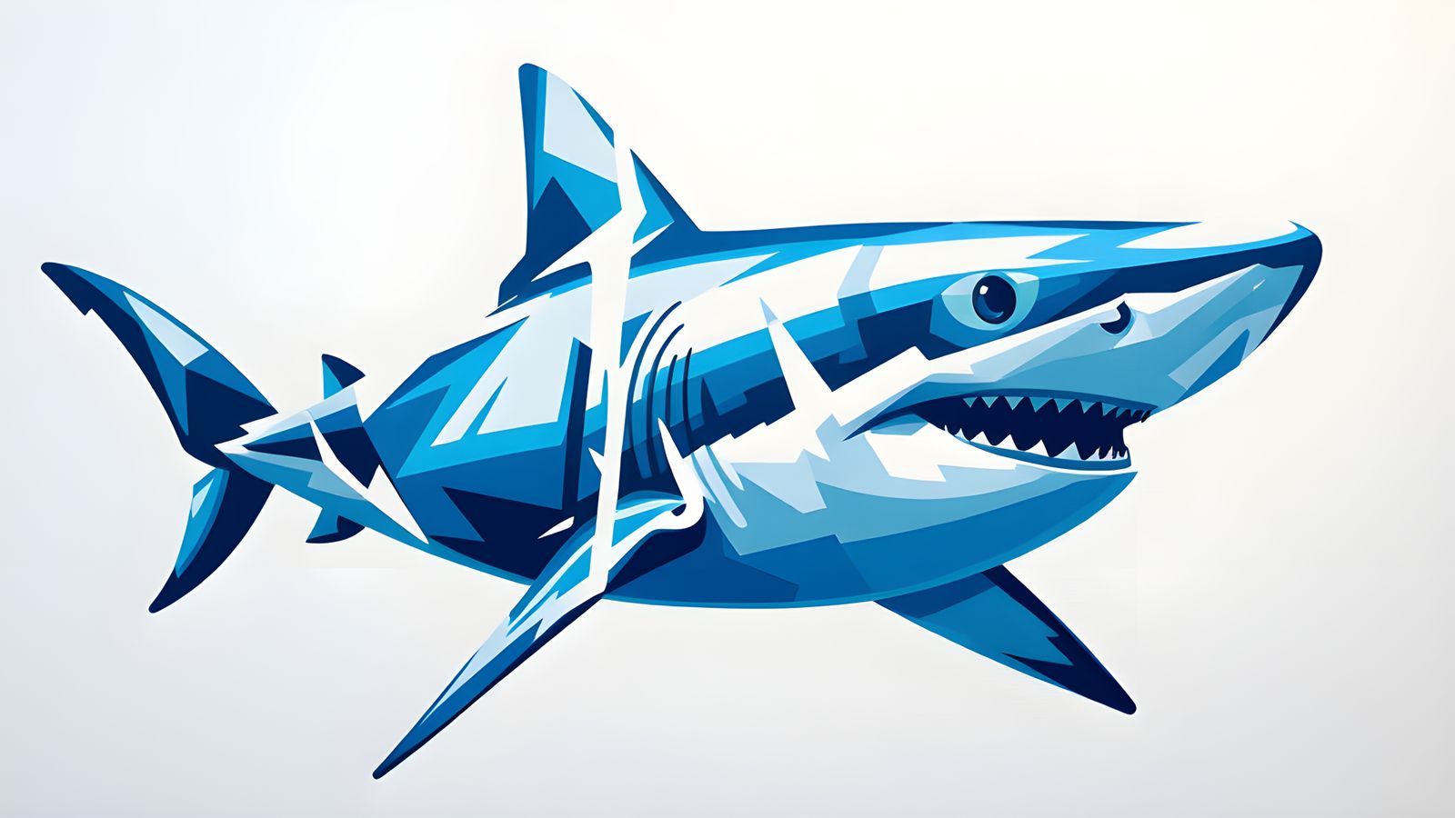 Abstract Cubist Great White Shark Portrait