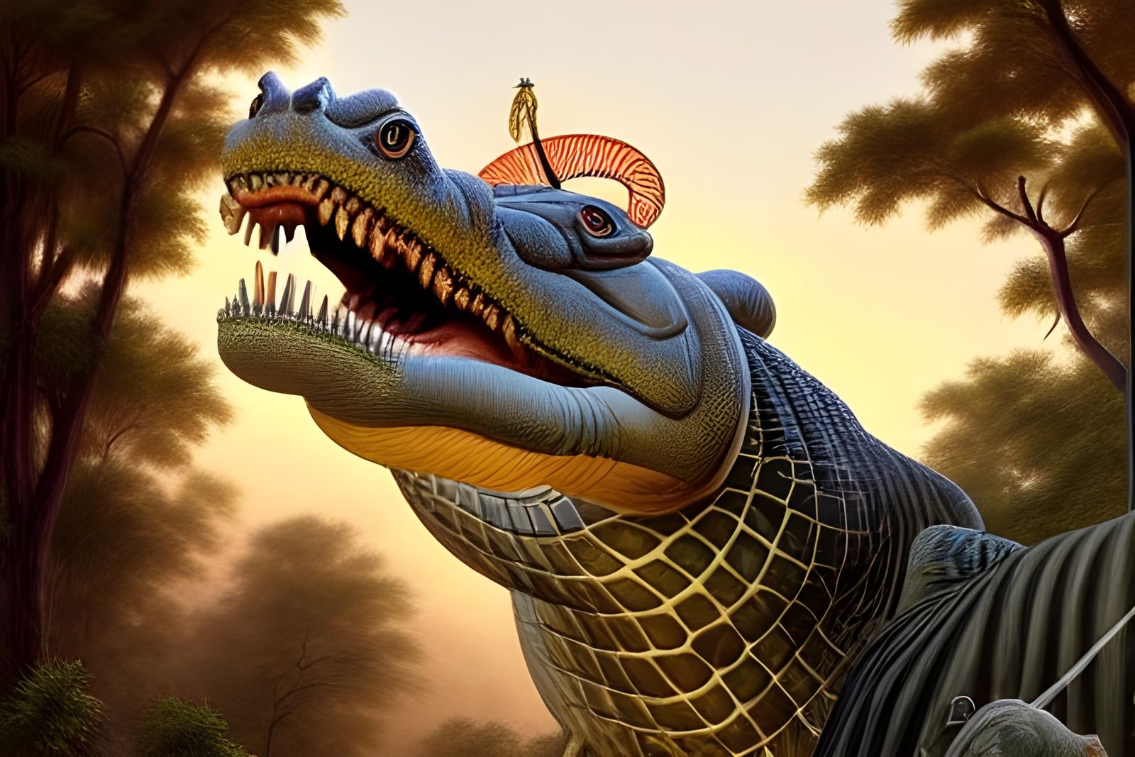 Egyptian Mythical Creature in Hyperdetailed Painting