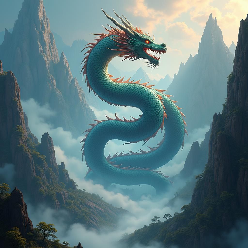 Dragon Yin-Yang Landscape in a Matte Painting Style