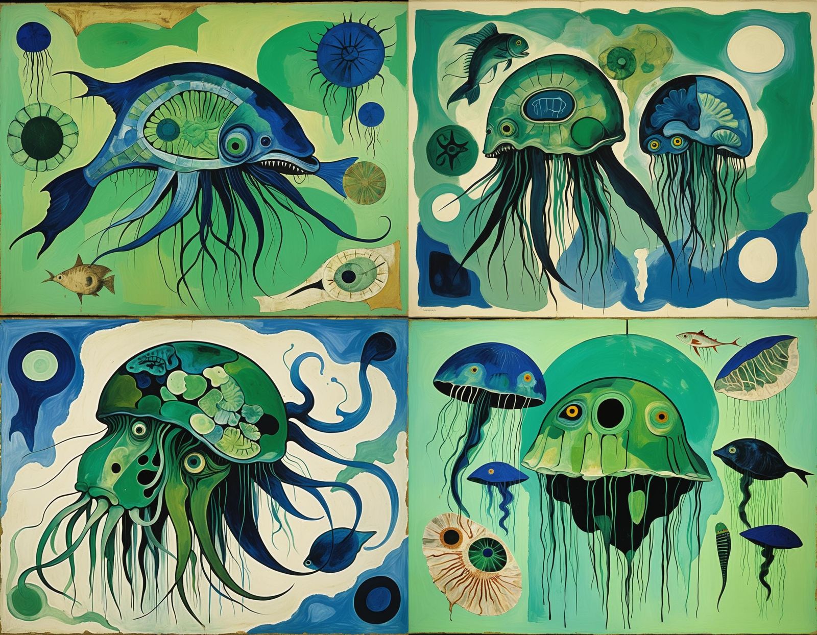 Grotesque Hybrid Creature in Cubist Style