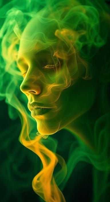 Neon Smoke Ghost Portrait: Ethereal and Spooky