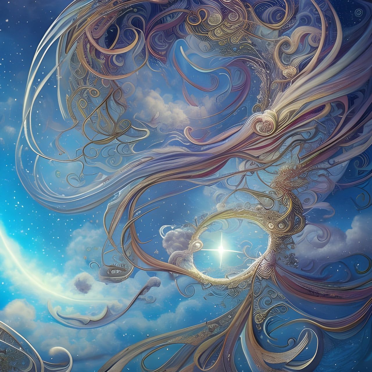 Celestial Sphere: Dreamlike Cosmic Starry Landscape
