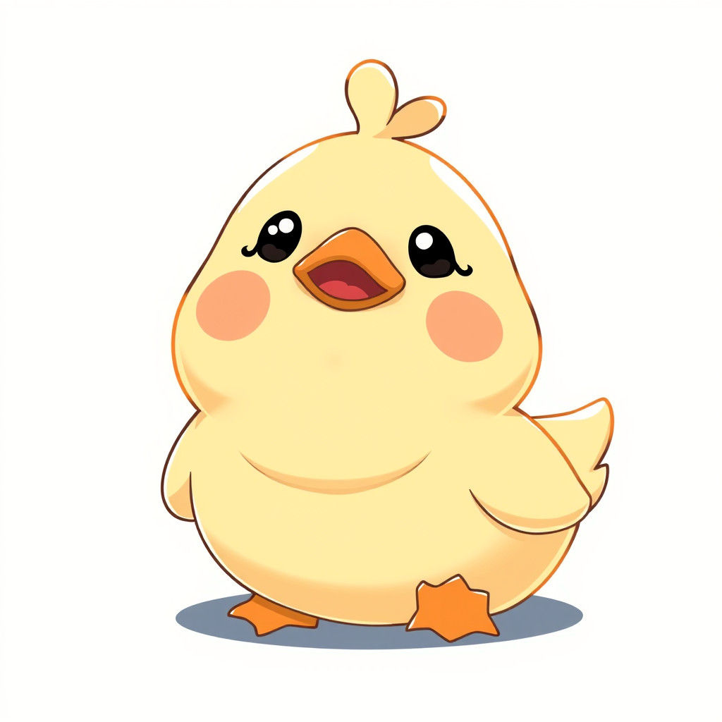 Adorable Duck Character in Anime Key Visual Style