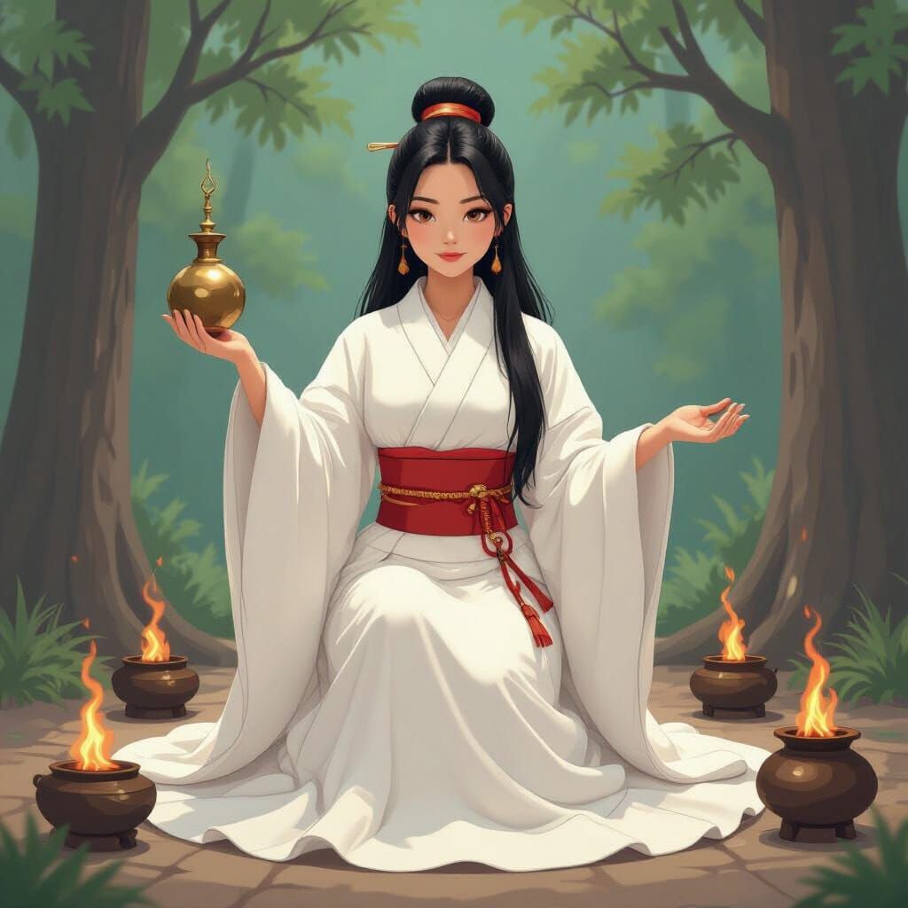 Mystical Woman with Pendulum and Incense, Ethereal Art