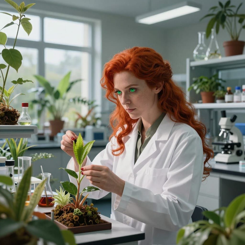 Elven Botany Professor in Modern Lab - Digital Matte Paintin...
