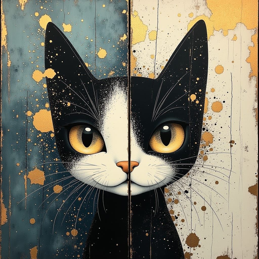 Whimsical Feline Alliance in an Ethereal Setting