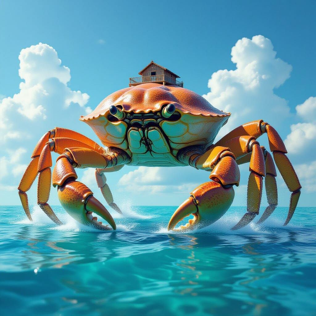 Titanic Crab City Crawls Across Sun-Drenched Sea