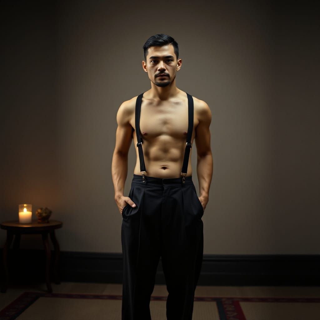 Elegant Japanese Gentleman in Pre-Raphaelite Style