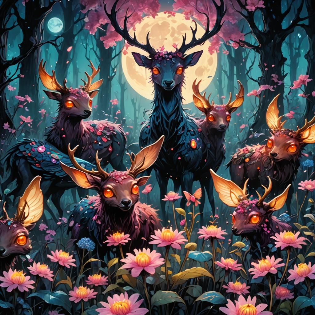 Creepy Cute Monsters in a Bioluminescent Fantasy Forest