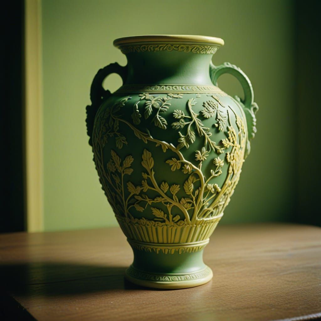 Stunning Jasperware Vase in Cinematic Film Still Style
