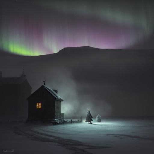 Frozen Tower of London Under Northern Lights