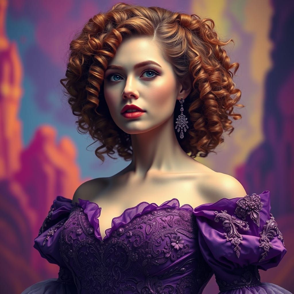 Majestic Fantasy Bride in Lavish Purple Gown