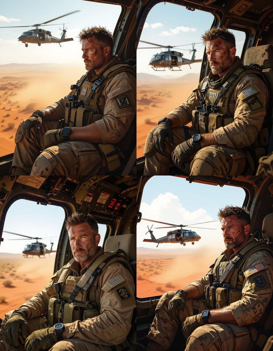 Rugged Photographer Milo in Australian Outback Helicopter