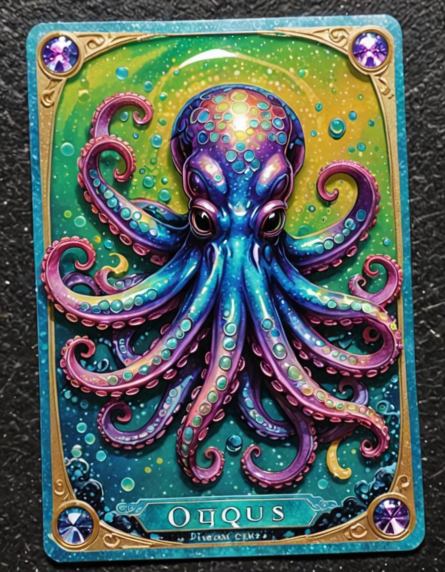 Holographic Squid Octopus Collectible Trading Card