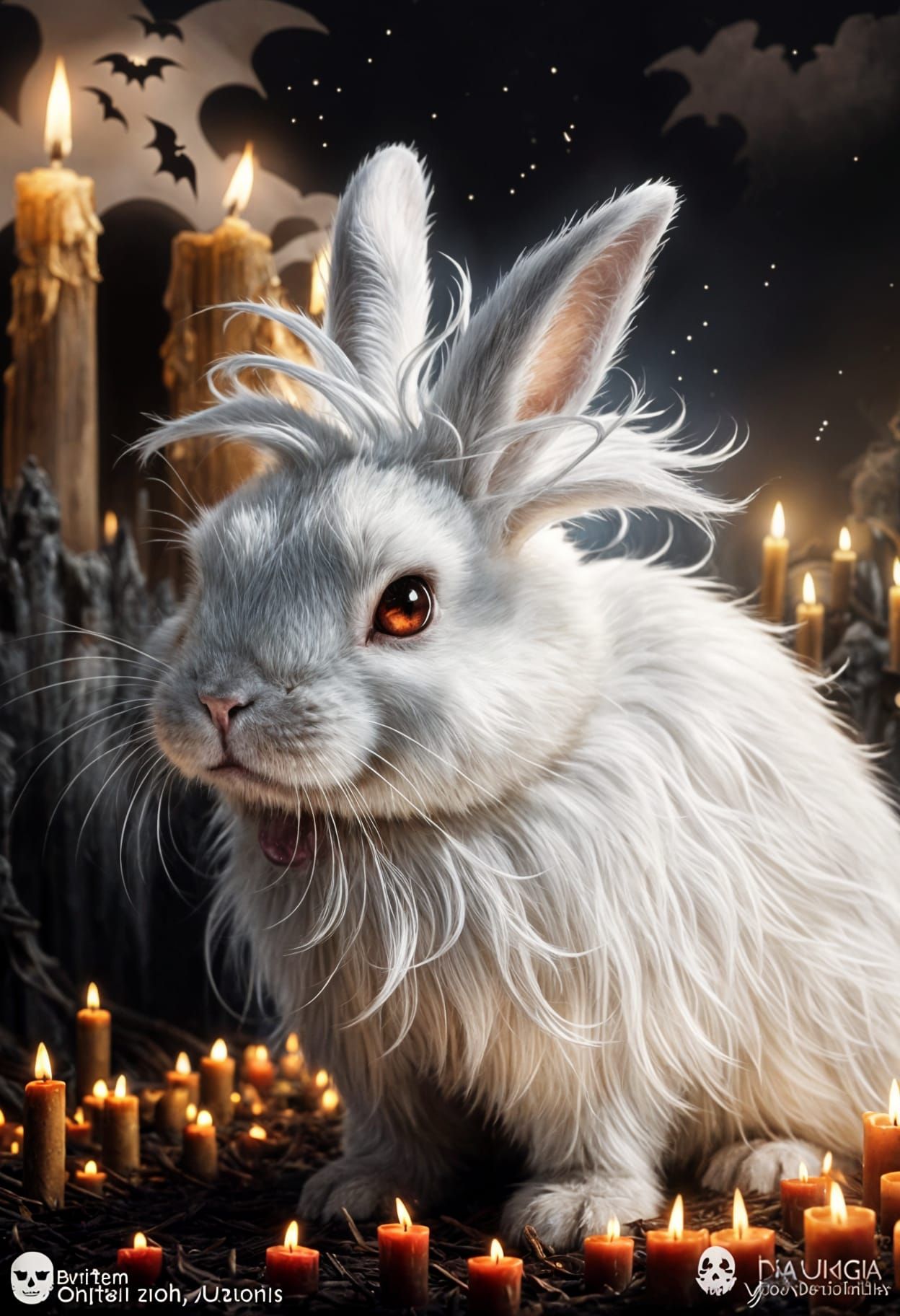 Spooky Vampire Bunny in a Halloween Horror Scene