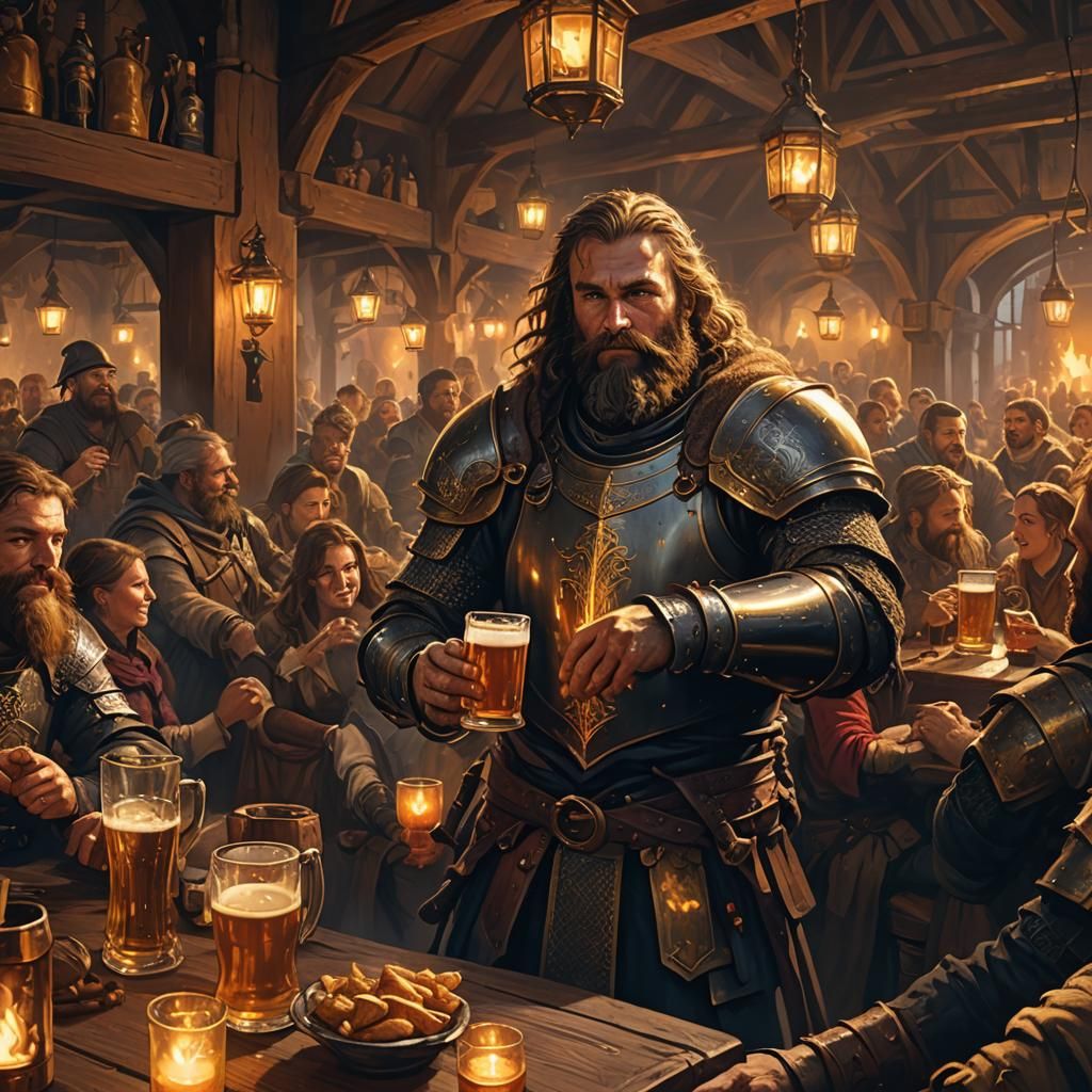 Knight's Tavern Revelry: A Fantasy Matte Painting