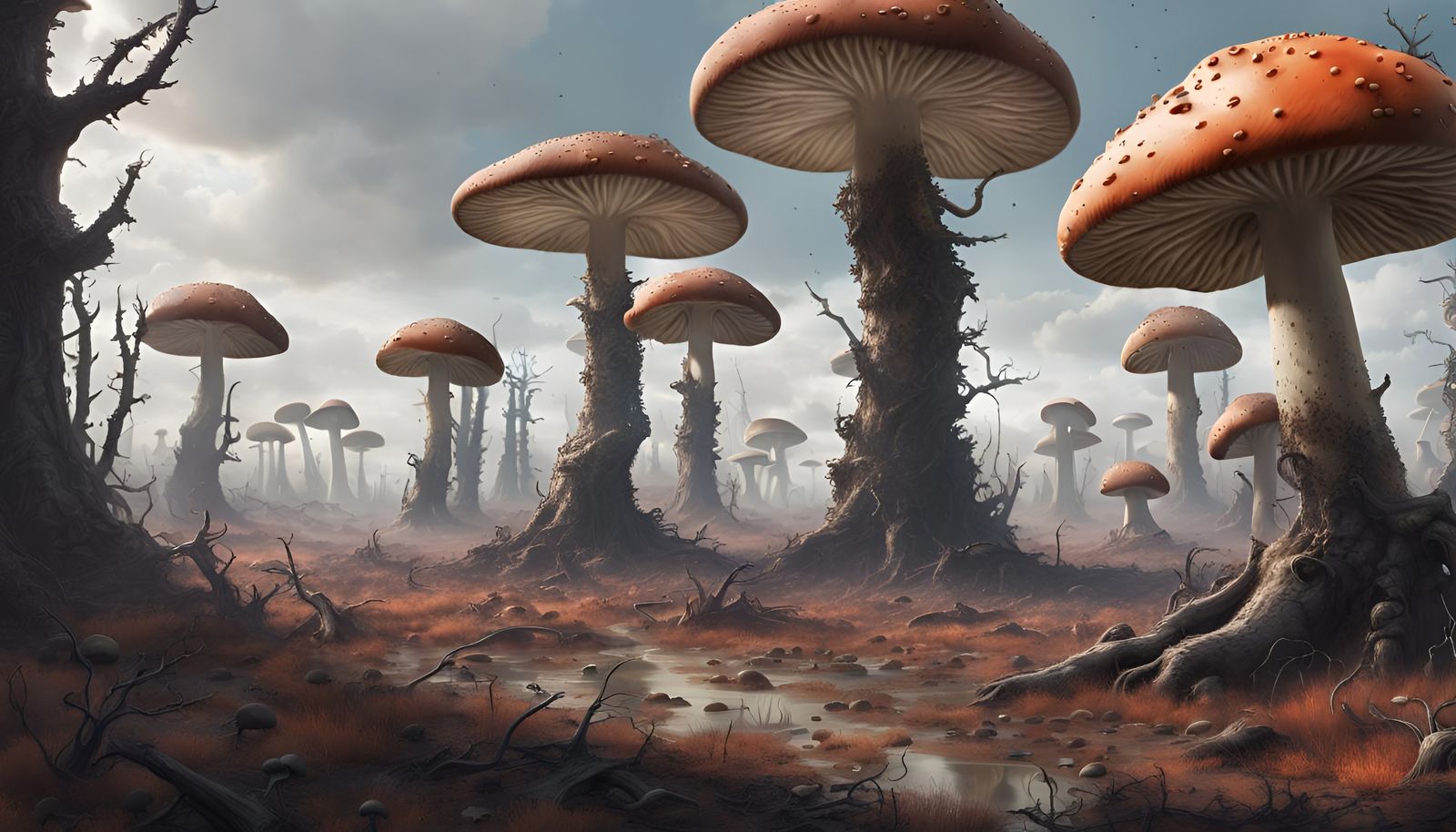 Toxic Wasteland: Photorealistic Mutated Fungi Landscape