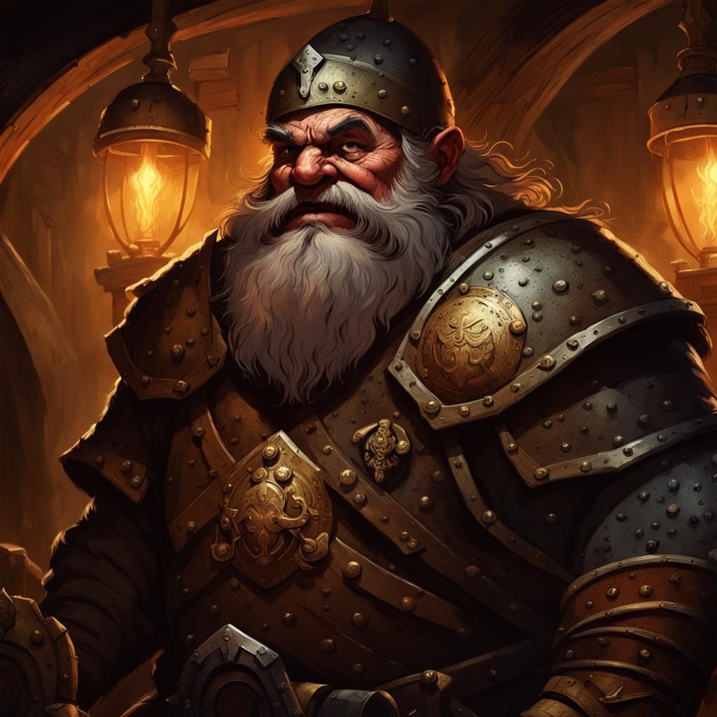 Mercenary Dwarf in Medieval Tavern: Concept Art