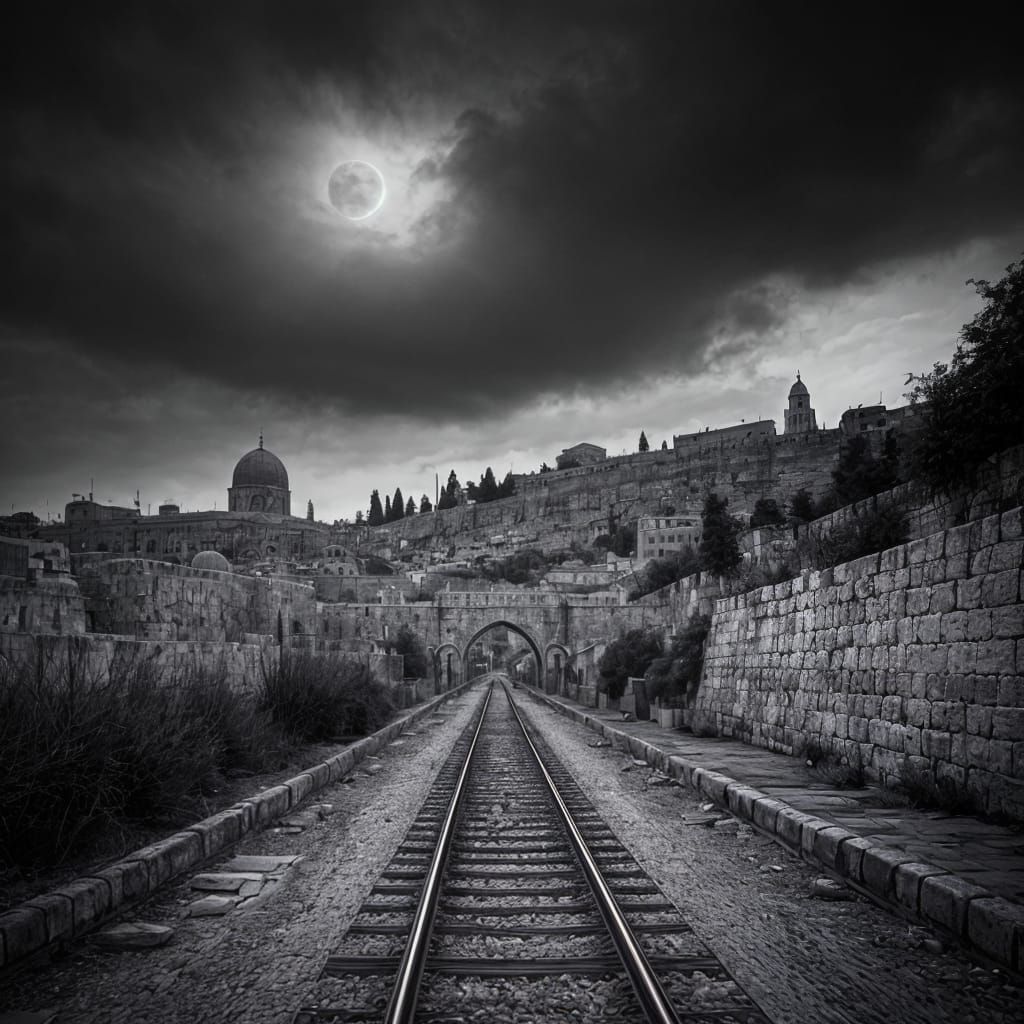 Scary Dark Jerusalem Night: Western Wall & Chain Bridge