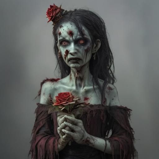 Dark Fantasy Zombie Queen Portrait in Oil Painting Style