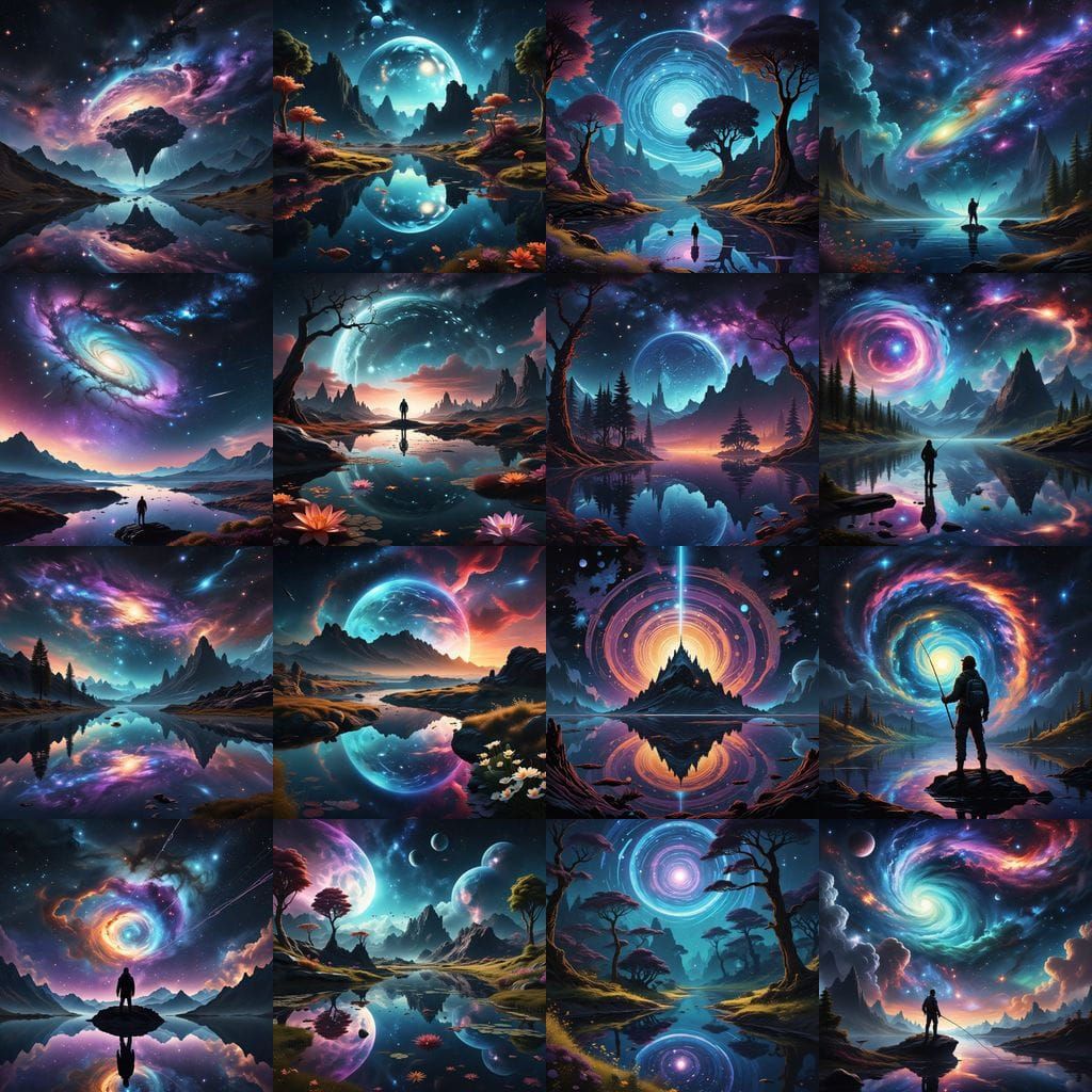 Cosmic Deity Fishing in Galactic Pond