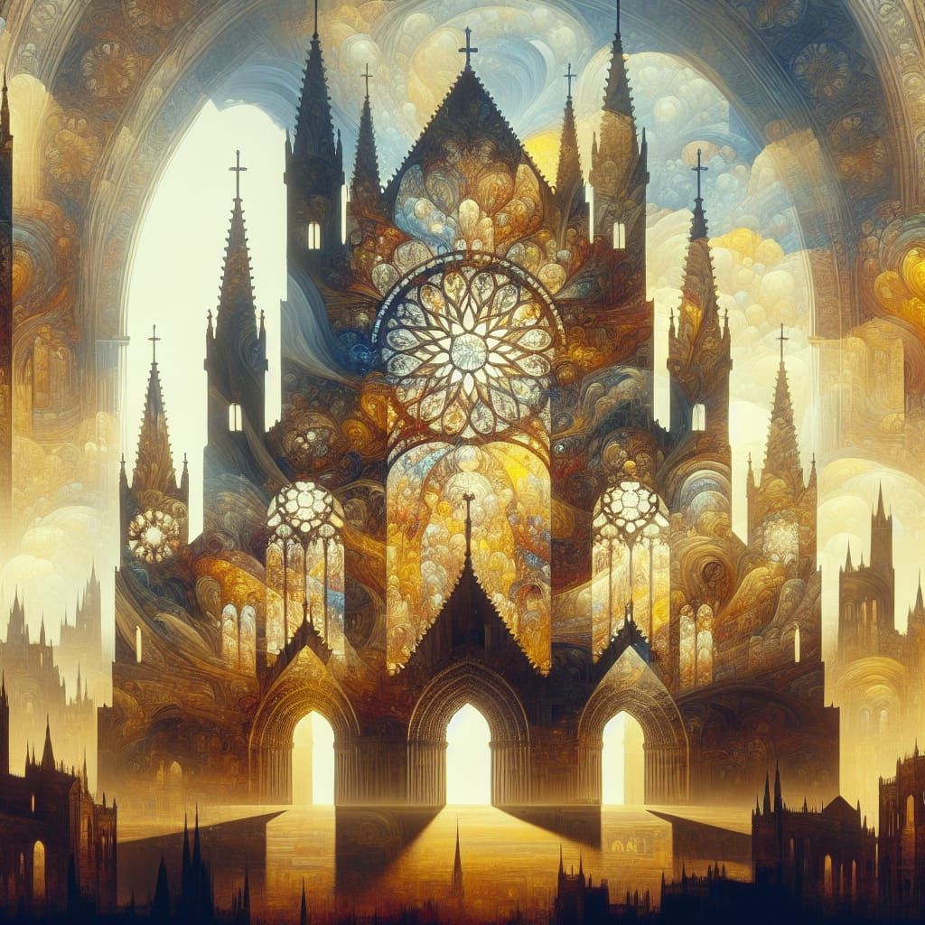 Cathedral Double Exposure in Fantasy Concept Art
