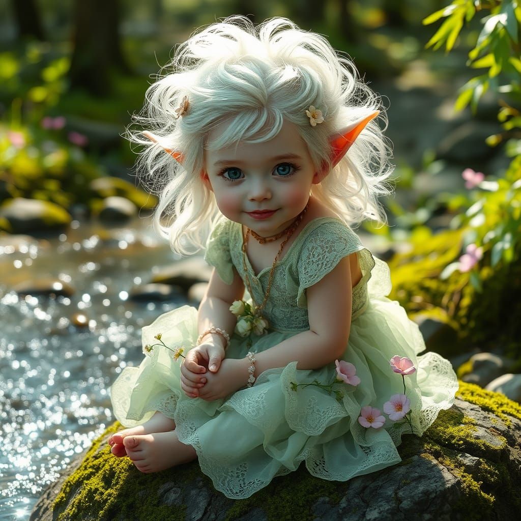 Enigmatic Elven Child in Sun-Dappled Forest
