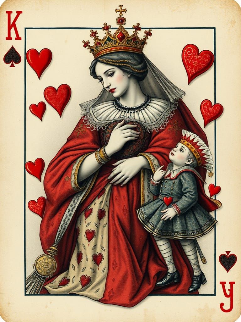 Whimsical Queen of Hearts Rejection in Intricate Style