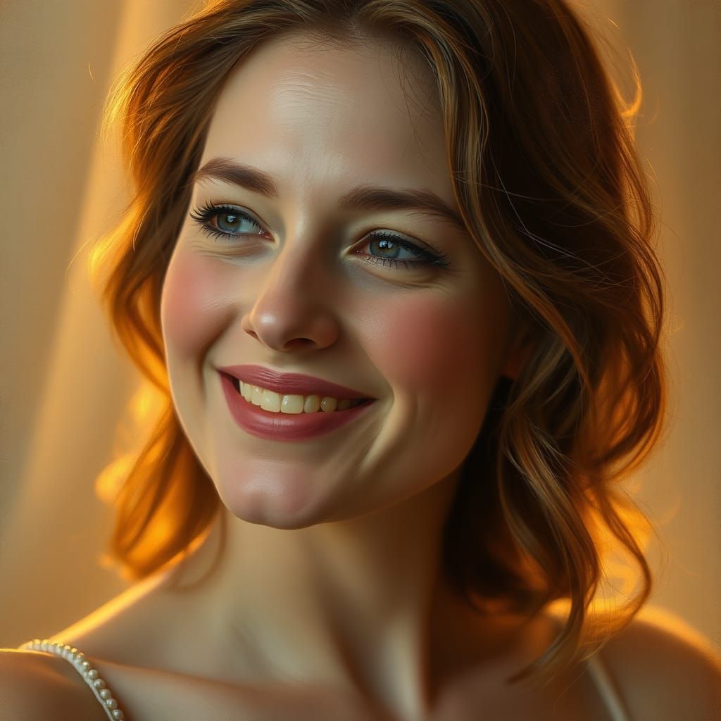 Woman's Loving Gaze in Romantic Oil Painting