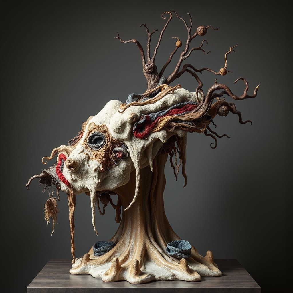 Surrealist Sculpture: Melting Bronze and Fiber Forms