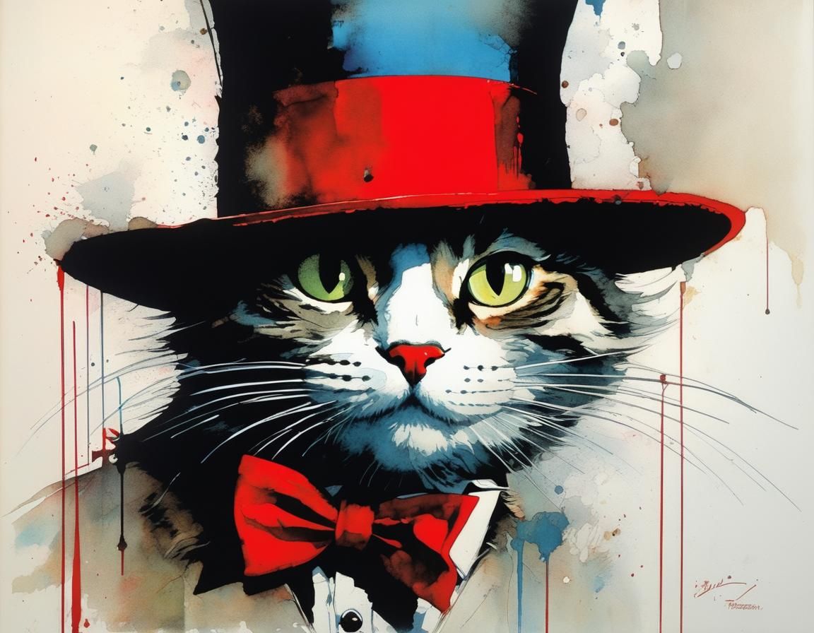 Cat in the Hat Whimsical Illustration