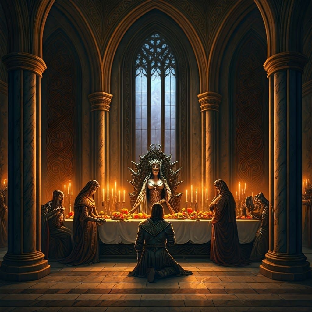 Ethereal Court of Lillithis, Queen of Pleasure, in a Grand H...