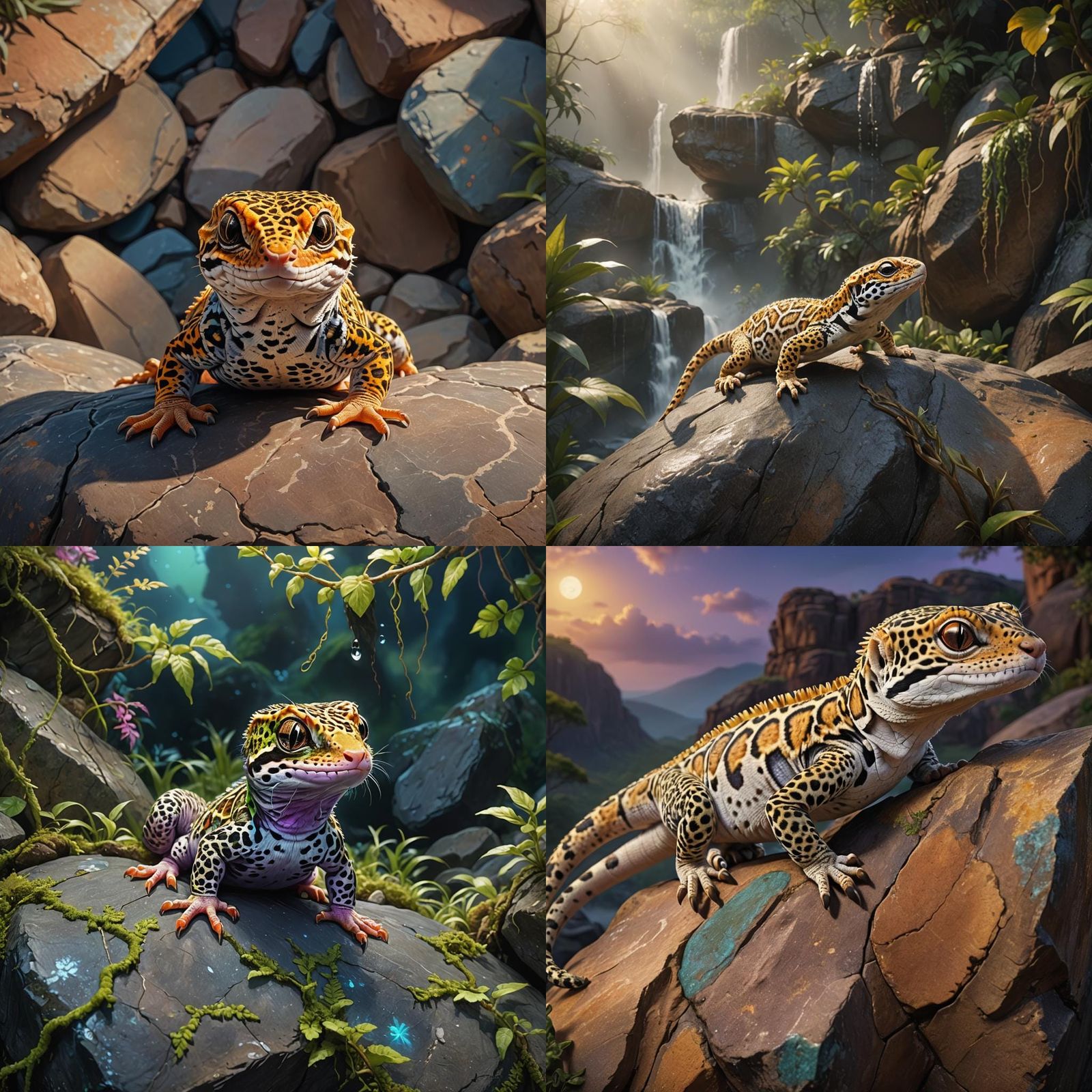 Adorable Leopard Gecko on Rock Outcrop