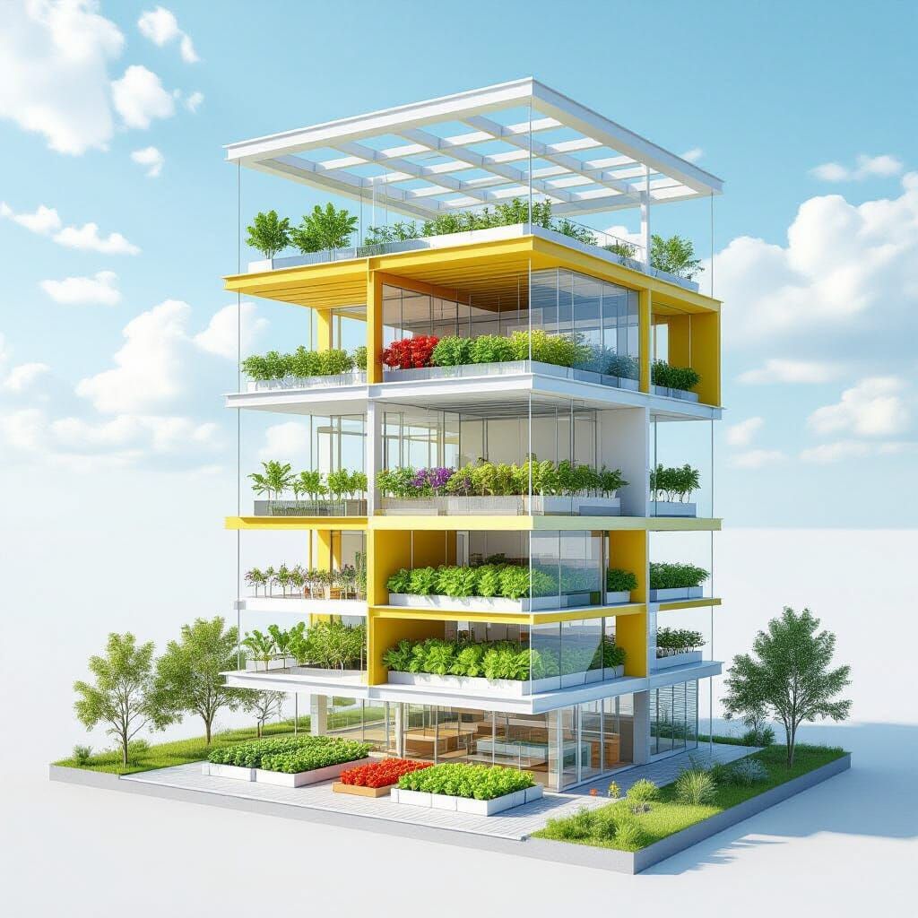 Hydroponic Farm: Colorful Eco-Friendly Building Diagram