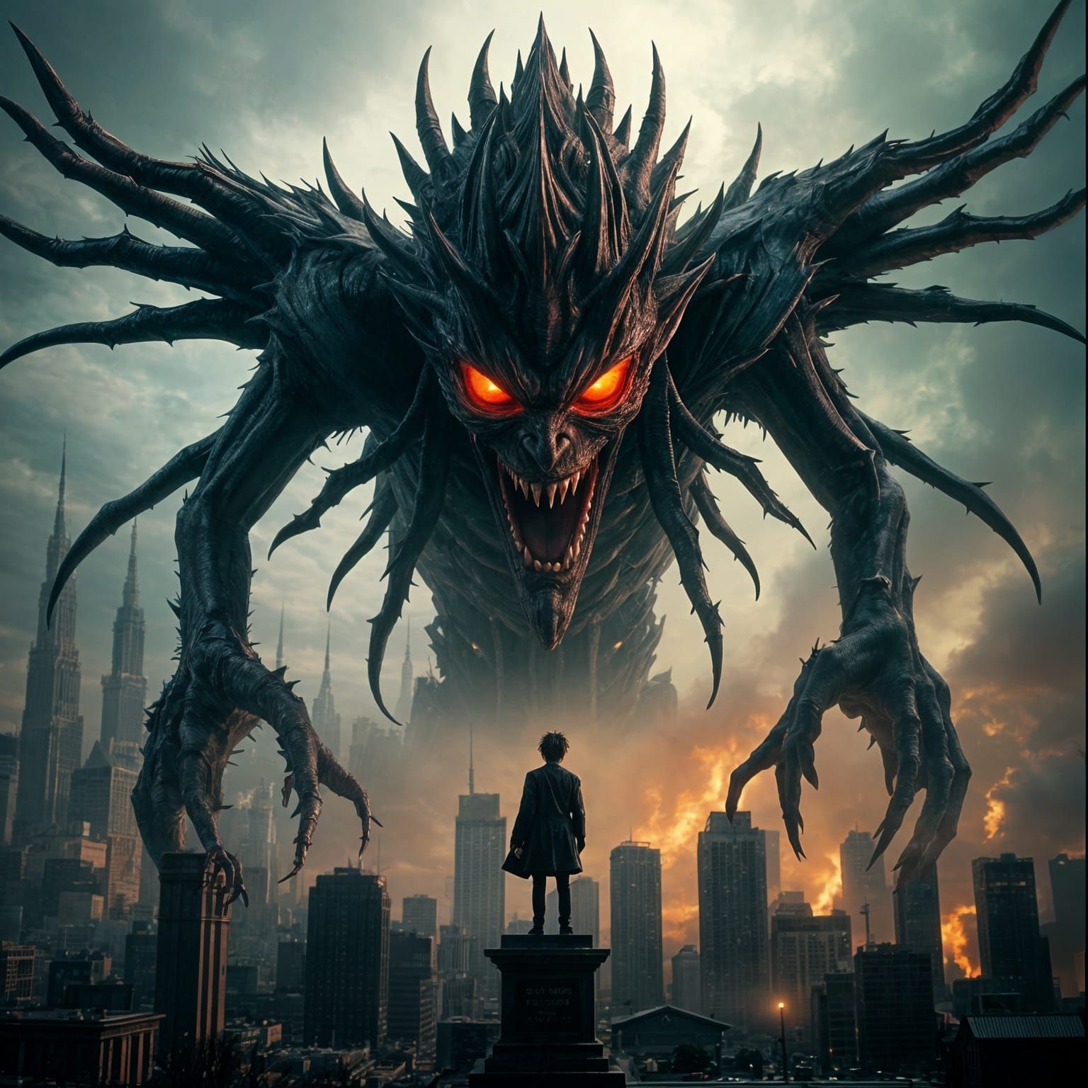 Giant Ryuk Monster Looms Over City in Cosmic Horror