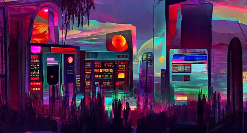Retro Sci-Fi DMV Temple on Alien Planet