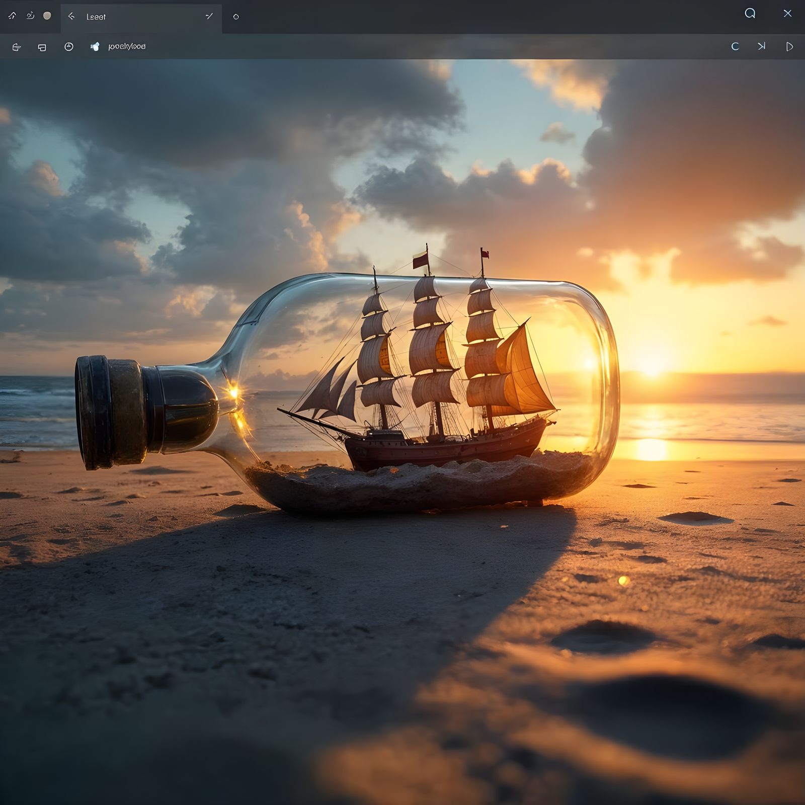 Ship in a Bottle Sunset: Detailed Matte Painting