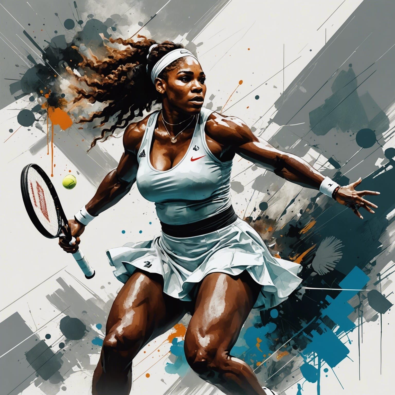 Serena Williams Dynamic Tennis Serve, Digital Art